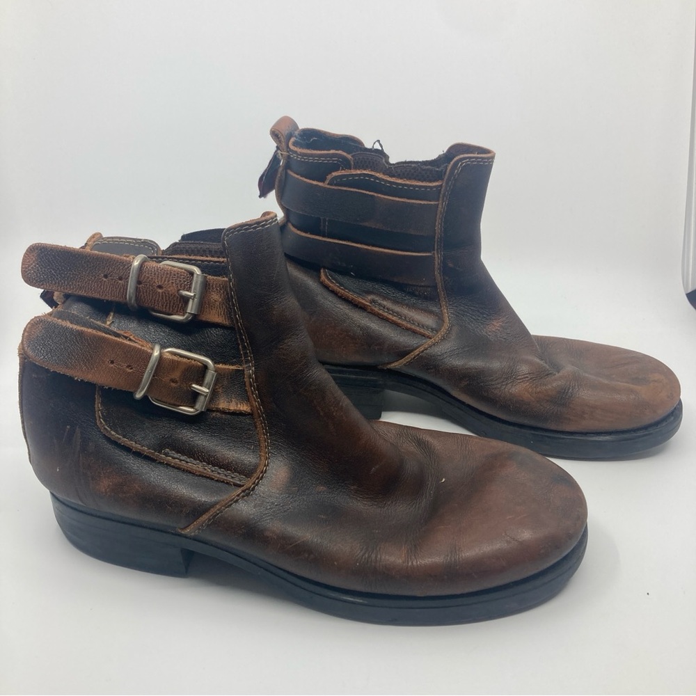 Mens Vintage London Voodoo Stone Ridge brown buckle Leather Boots UK 41 US 8.5